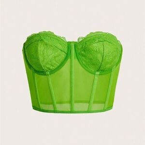 Lime green strapless corset top